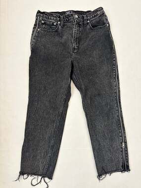 Abercrombie & Fitch Side Zipper Ultra High Rise Mom Jeans Acid Wash 31/12S